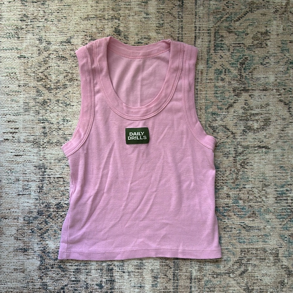 Daily Drills Ribbed Tank Top in Pink - Size XS/S